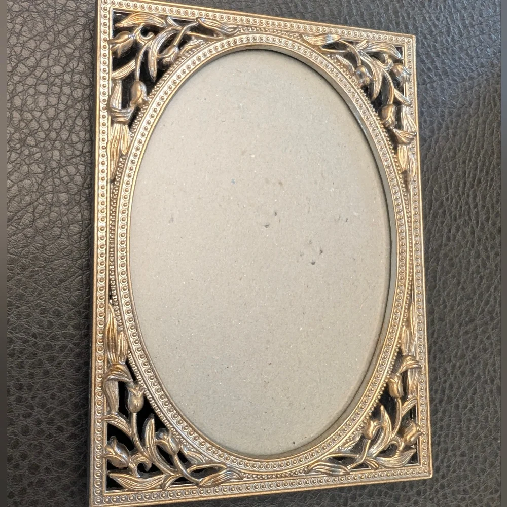 Burnes Of Boston Tulips Marcasite Picture Frame Lot of 2 Art Deco Oval Ornate
